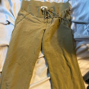 Tie up green yoga pants